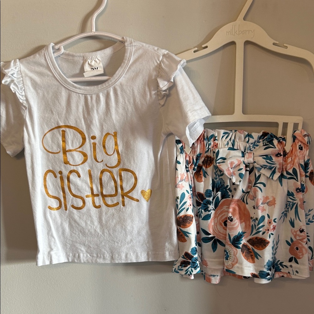 Big Sister White and Floral Set 3T